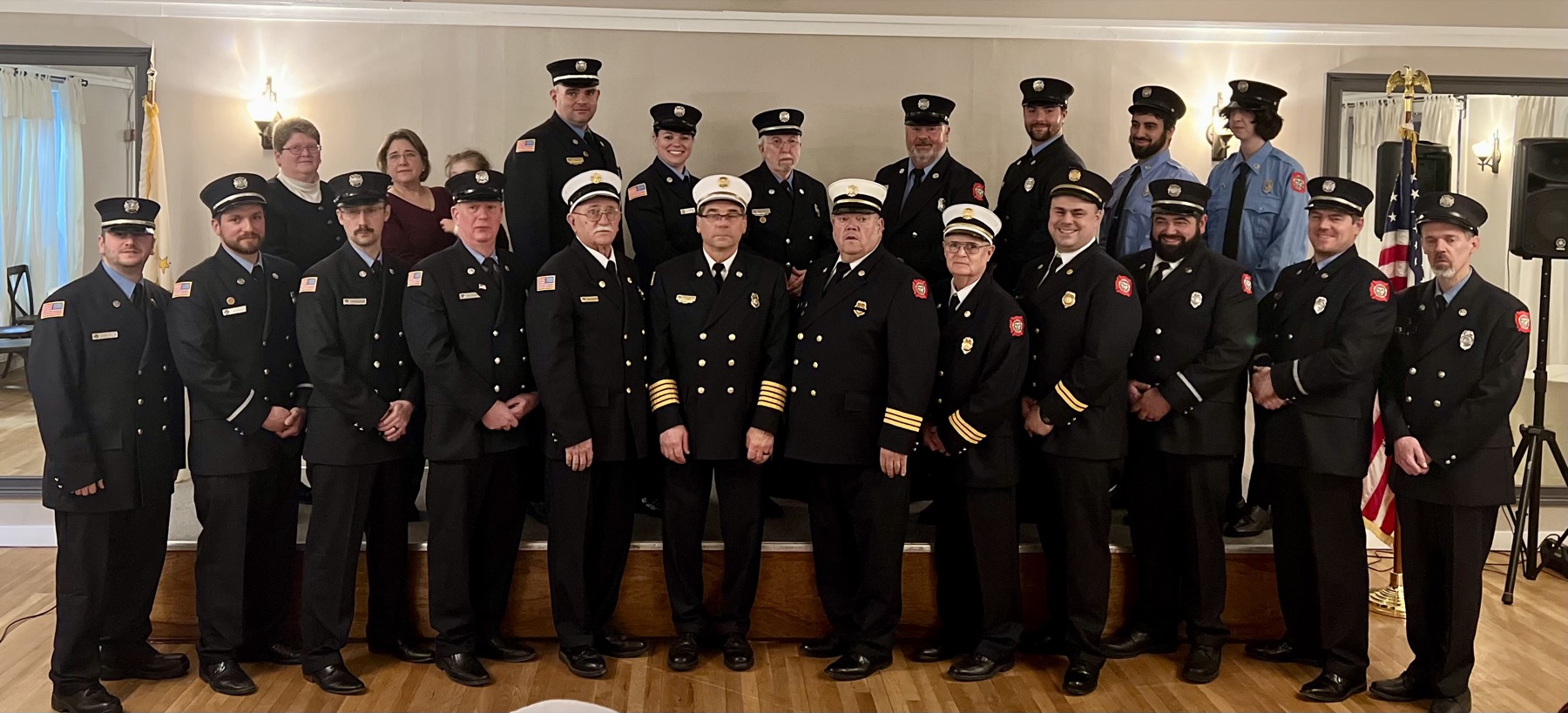 Members of the South Foster Volunteer Fire Company in dress uniform at the annual banquet.